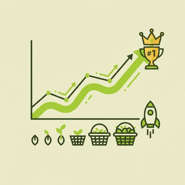 Graphique de croissance symbolisant l'augmentation exponentielle du trafic et du chiffre d'affaires grâce à une première position Google